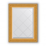 Зеркало с гравировкой в багете состаренное золото 67 mm 52x70 cm BY 4001