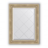 Зеркало с гравировкой в багете состаренное серебро с плетением 70 mm 53x71 cm BY 4003