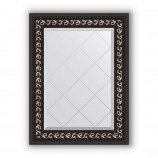 Зеркало с гравировкой в багете черный ардеко 81 mm 55x72 cm BY 4010