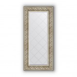 Зеркало с гравировкой в багете барокко серебро 106 mm (60x130 cm) BY 4080