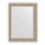 Зеркало с гравировкой в багете состаренное серебро с плетением 70 mm (73x101 cm BY 4175