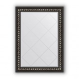 Зеркало с гравировкой в багете черный ардеко 81 mm (75x102 cm) BY 4182