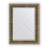 Зеркало с гравировкой в багете вензель серебряный 101 mm (79x106 cm) BY 4207