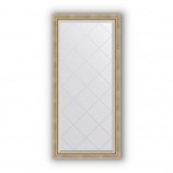 Зеркало с гравировкой в багете состаренное серебро с плетением 70 mm (73x155 cm) BY 4261