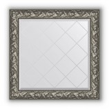 Зеркало с гравировкой в багете византия серебро 99 mm (89x89 cm) BY 4329