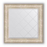 Зеркало с гравировкой в багете виньетка серебро 109 mm (90x90 cm) BY 4340