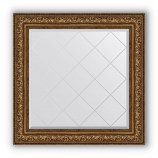 Зеркало с гравировкой в багете виньетка состаренная бронза 109 mm (90x90 cm) BY 4341