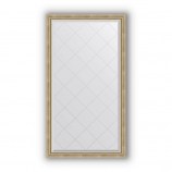 Зеркало с гравировкой в багете состаренное серебро с плетением 70 mm (93x168 cm) BY 4390