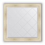 Зеркало с гравировкой в багете травленое серебро 99 mm (109x109 cm) BY 4461