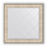 Зеркало с гравировкой в багете виньетка серебро 109 mm (110x110 cm) BY 4469
