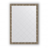 Зеркало с гравировкой в багете серебряный бамбук 73 mm (128x183 cm) BY 4480